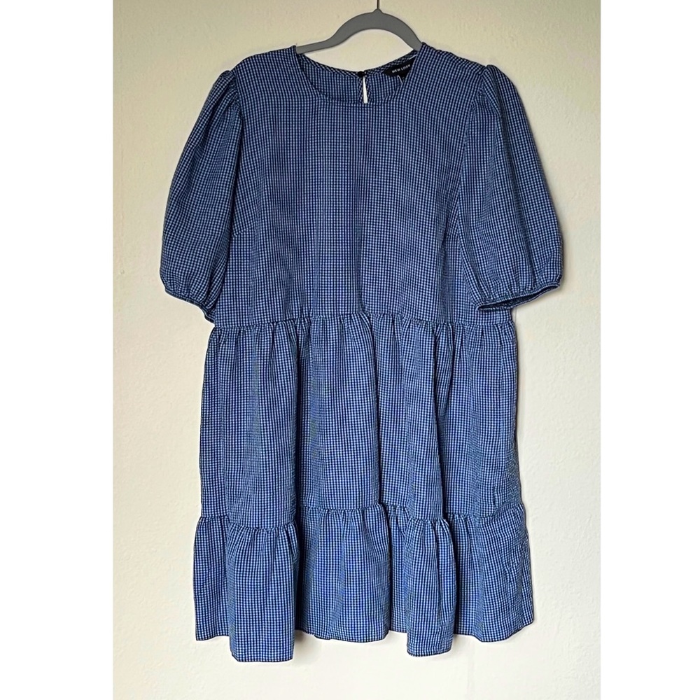 NWT NewLook Puff Sleeve Gingham Mini Dress